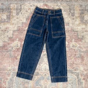 Forever 21 contrast stitch high waist crop jeans dark wash